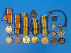Three pairs of WW1 family medals,