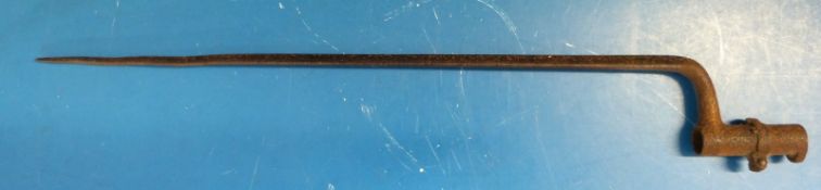 Two 19th century socket bayonets, triangular blade lengths 45cm and 42.