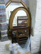 Three decorative mirrors including an ornate octagonal example