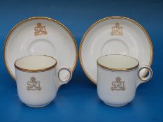 A pair of cups and saucers from Government House, Rhodesia.