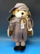 A Merrythought for Harrods mohair bear dressed in full tartan Sherlock Holmes detective outfit,