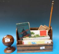 An olive wood Jerusalem / Holy Land string holder, four butter pats,