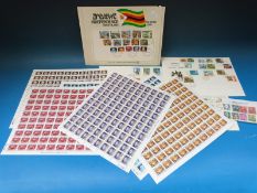 A quantity of stamps and covers including Rhodesia 1966 definitives to £1 and six sheets of mint