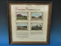 A framed limited edition display of four postcards entitled 'Edwardian Salisbury circa 1910',