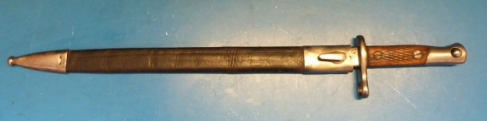 A c1900 bayonet, cross hatching to handle, indistinct stamp to  blade EPIA? No 49245, 39.