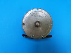 A rare engraved and dated Hardy Brothers of Alnwick brass faced fishing reel, 2.