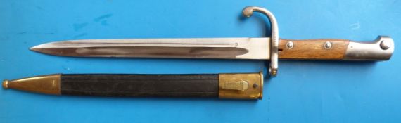 A c1900 German bayonet by W K and CIE Solingen, 964 to hilt, wood grips,