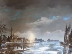 John Barker oil on board of St Helen's Church, Abingdon (30cm x 40cm),