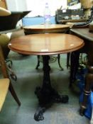 Cast iron pub table with spouting fish base (H70 x D58cm)