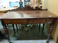 A stained pine two-drawer hall table (H74 x L104 x W51cm)