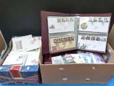 Two boxes of GB first day covers / railway covers etc