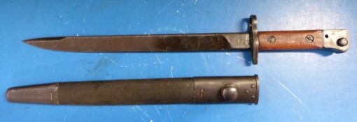 A WWII era sword bayonet, G R I MKII by Rifle Factory Ishapore,