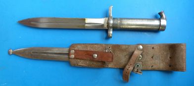 A Swedish knife bayonet with knurled handle,