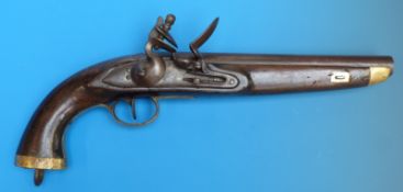 A Belgian flintlock service pistol with brass mounts.