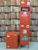 A red painted tool cabinet together with a single door example