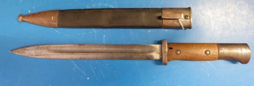 A WWI German bayonet and scabbard,