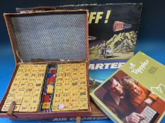A vintage Mah Jong set and Waddingtons Blast Off and Air Charter games