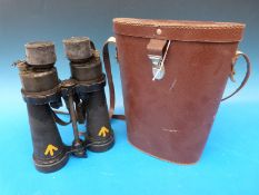A cased pair of Barr and Stroud 7 x CF41 military binoculars with broad arrow markings