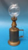 A French brass oil lamp,