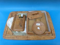 An Art Deco leather desk set