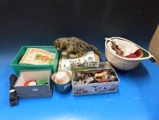 Lead farm animals, sentry boxes and figures, Princess Victoria electric locomotive,