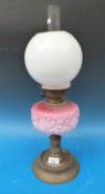 A 19thC glass oil lamp