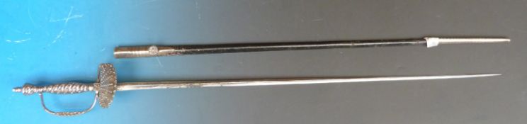 A rapier with scabbard, steel handle decorated with faceted brightwork (Birmingham),