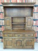 An oak Welsh dresser, the three drawer,