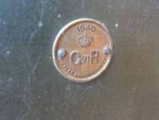 An oak student's bureau together with a small oak cupboard