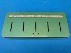 A vintage austerity money saving box with slots marked rates, coal,