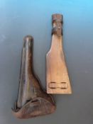 A 1917 leather artillery Luger holster with original stripping clip,