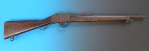 A Victorian 1894 pattern Enfield Calvary carbine with crown cipher 'Enfield 1894, mm.