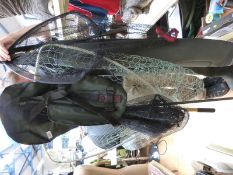 A pair of Cormoran neoprene chest waders (size 40-41), a large fine mesh landing net,