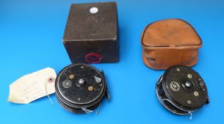 Two J W Young & Sons Beaudex salmon fly fishing reels, one 4
