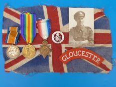 A WW1 medal trio awarded to 10075 Pte G Halford of the Gloucestershire Regiment comprising 1914-15