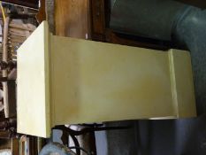 A painted square plinth to suit a sculpture or similar display,