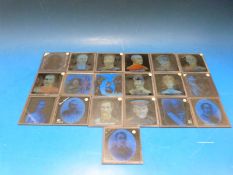 A collection of coloured slides depicting famous people of the late 19thC to early 20thC including