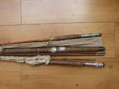 Two approximately 14ft long vintage trout fly rods, one 