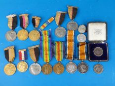 Two pairs of WWI medals, one marked 2091 Pte E Woollard, Norfolk Regiment,