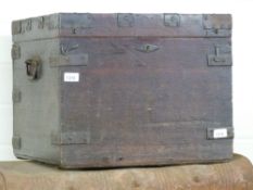 A bound small metal bound oak trunk