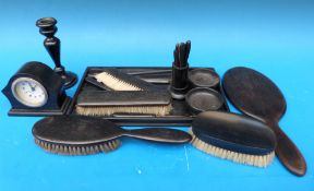 An ebony dressing table set,