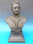 A bronze bust of Sir Cecil Rhodes by Elkington & Co.