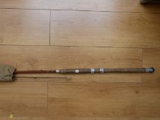 A Hamlin of Cheltenham vintage cane fishing rod (10ft long)  in canvas case