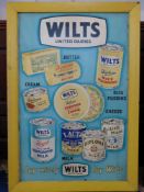 A vintage Wilts Dairies advertising sign in frame,