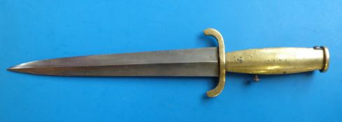 An anonymous brass handled dagger-style short bayonet with 23.