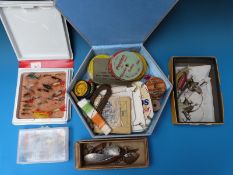 A collection of mainly trout fishing items including over 200 flies, spinners,