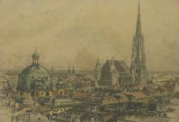 Joseph Kidenberger signed etching St Stephen's Cathedral Vienna,