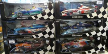 Six Minichamps diecast model Formula 1 cars (all in original boxes)