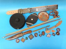 A Royal Berkshire Regiment hallmarked silver-topped swagger stick, another swagger stick,