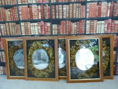 Five bird's eye maple framed mirrors (approximately 75 x 96cm overall)